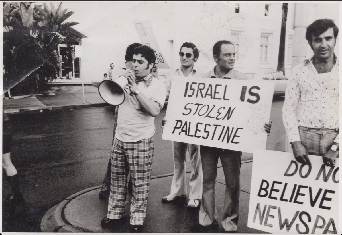 Honoring my father's (Holding up the sign) legacy today and every day. In the 1970s, he fearlessly stood for justice, raising his voice against oppression and fighting for the Justice of Palestine. 
#legacyofjustice #proudson #Inspiration #palestinianliberation #rememberingdad