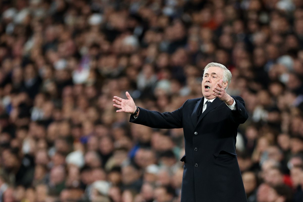 managingmadrid's tweet photo. Carlo Ancelotti has won more Champions League titles than any manager in football history. Currently sitting at the top of the league with only one loss in the league all season while his team has been DECIMATED with injuries. Just put in the best defensive performance of the season with zero center-backs.

Still somehow underrated.