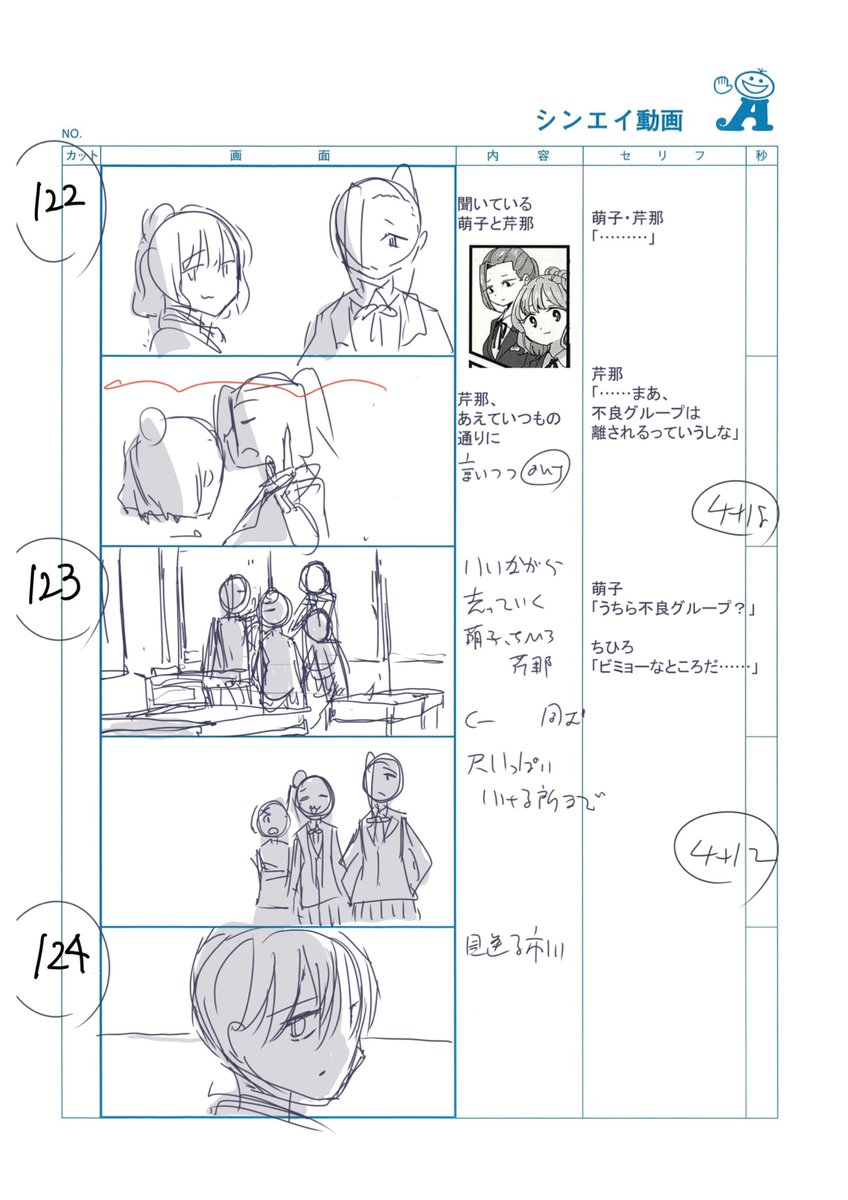 #僕ヤバ 2期6話のコンテ抜粋③
c114の市川は緊張感がとてもよく伝わってくる動きを付けていただいてその上手さに感動しました。
このあたりは打ち合わせ時エモさ増しでとのことだったので、ちひろの美少女成分が増量されております。
(明日に続く)