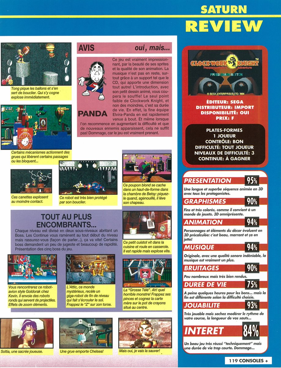 AllmightoFranky's tweet image. Et on termine pour aujourd&apos;hui avec les tests de #ClockWorkKnight sur #Saturn et #TwinGoddesses sur #Playstation!! A demain pour la suite et fin de ce #ConsolesPlus!! 5/5