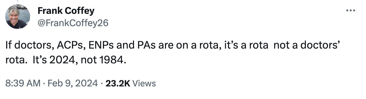 altregoncall's tweet photo. @ShaunLintern @nottmhospitals wait I thought @FrankCoffey26, the Head of Service of the Emergency Department at NUH, said they had loads of non-doctors on the rota. 

why do they need more 'doctors' on the A&amp;E rota for when the shit hits the fan? https://t.co/E8pkb2gL5E