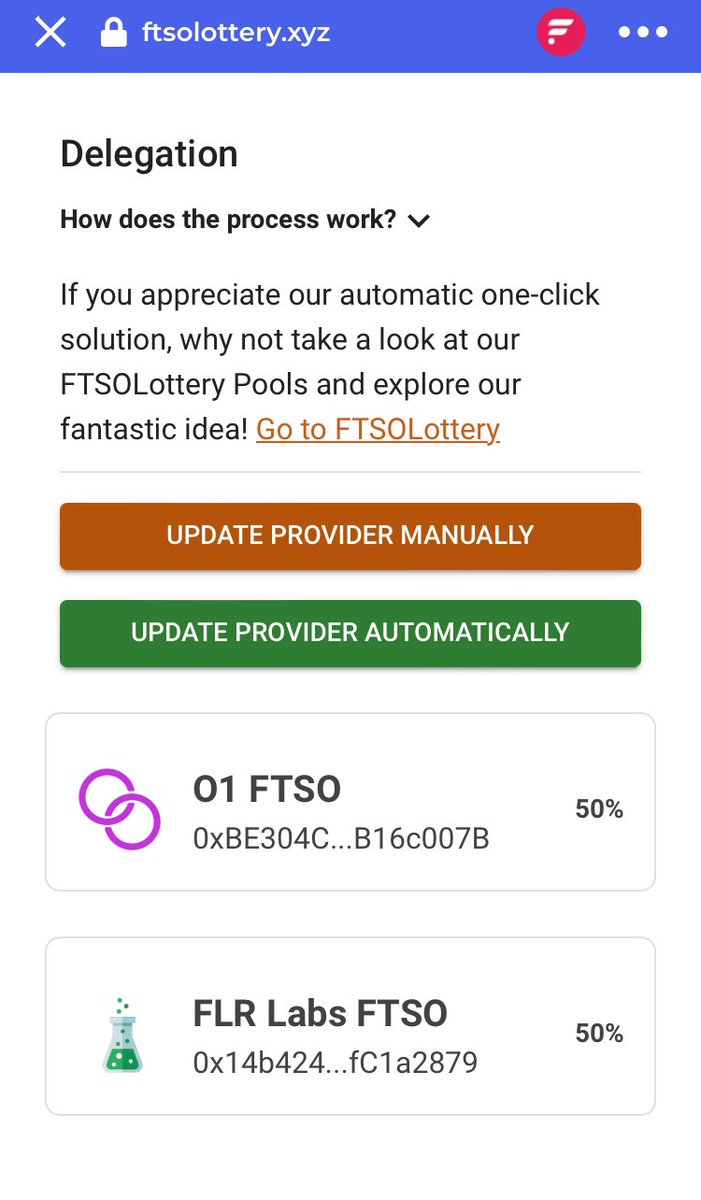 ftsolottery's tweet photo. Are you satisfied with our automatic one-click FTSO switch function and the resulting rewards❓

We would appreciate it if you could leave us some 
👇feedback👇

$FLR $FLR #Flare #FlareCommunity https://t.co/zUBypzkLwa