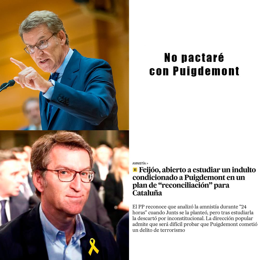 crispmarcote's tweet photo. Ahora a Feijóo solo le falta manifestarse contra Feijóo y con lacito amarillo 😄 #LaGranMentiraDeFeijóo https://t.co/wRNGD3lZkY