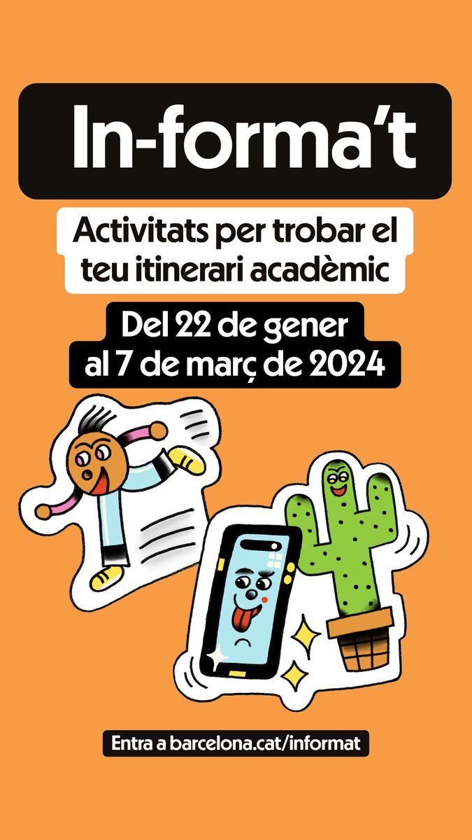 Bcn_NouBarris's tweet photo. Acabes l'ESO, un cicle formatiu o el batxillerat, i encara no saps cap a on tirar? 🤔

Encamina el teu futur acadèmic amb l'#Informat: hi trobaràs una 50a d'activitats que t'ajudaran a esvair dubtes 💡 i a trobar la millor opció per a tu.

👉  https://t.co/9eEJeH6CWk https://t.co/EFWf8VqhYL