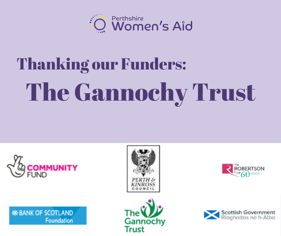 Today we would like to thank @GannochyTrust. Funding received from The Gannochy Trust enables us to provide specialist domestic abuse support to women and children in the more remote areas of Perthshire.