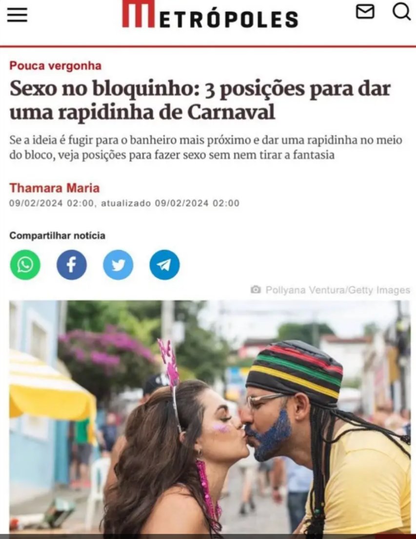 AlbertoSantost2's tweet photo. A mídia esquerdopata criminosa sempre pregando que Sodoma e Gomorra é o normal e descolado
#carnav https://t.co/aa82PCKQY8