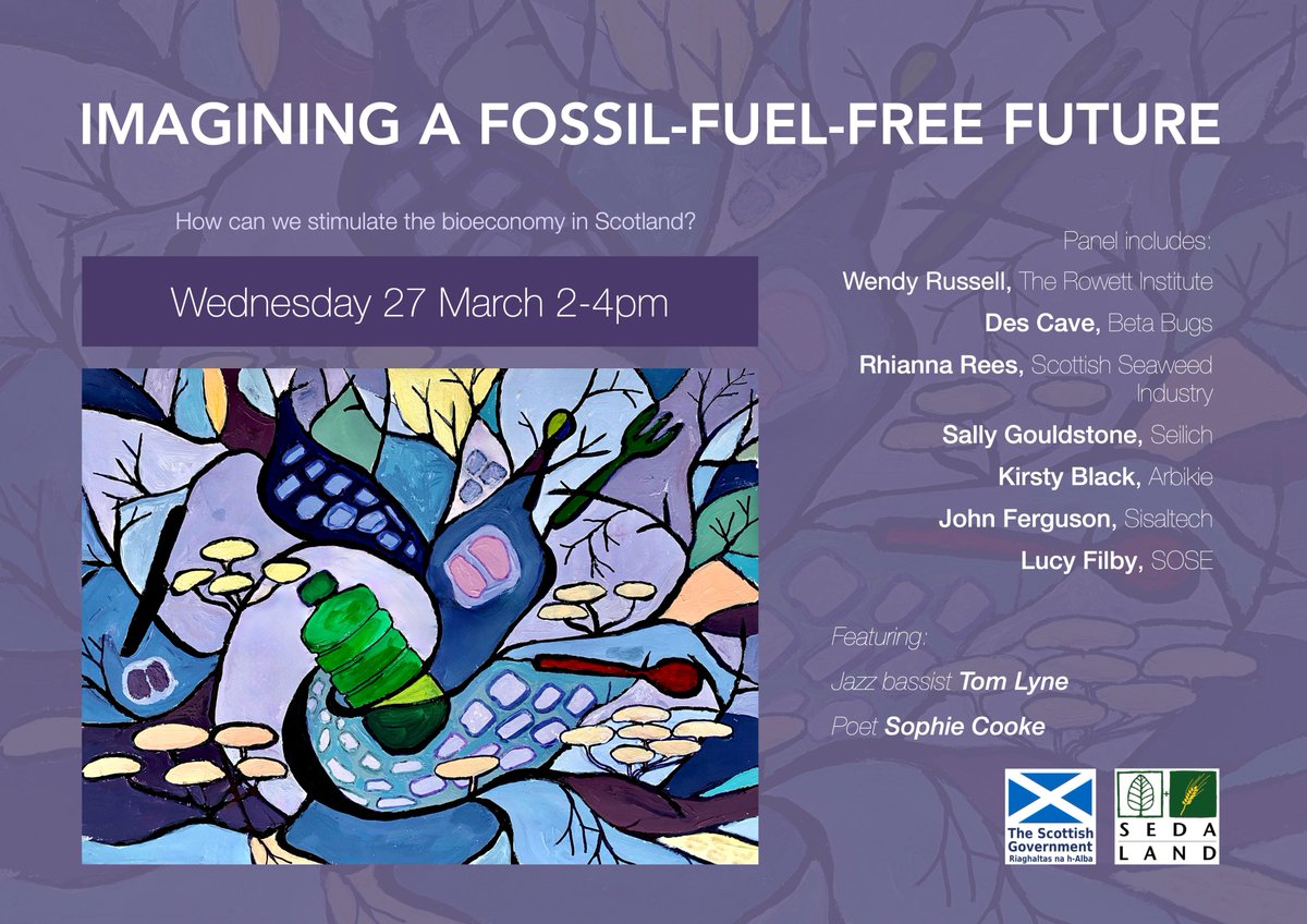 Why are some of Scotland’s bioproduct companies relocating abroad? What should @scotgov be doing to keep biotech talent at home? Join a range of top practitioners to discuss at IMAGINING A FOSSIL-FUEL-FREE FUTURE. 2-4pm, Wed 27 March 2024. Details and 🎟️ seda.uk.net/events/imagini…