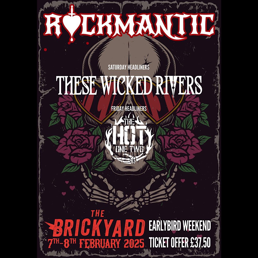 🦇 ROCKMANTIC 2025 🦇 Delighted to be heading up to Cumbria to headline @RockmanticWkdr 2025 at @The_Brickyard Carlisle 😎 Friday headliners are our brothers in @thehotonetwo 😏 Tickets available from The Brickyard - we’ll see you there! Peace, Love & Lampshades TWR