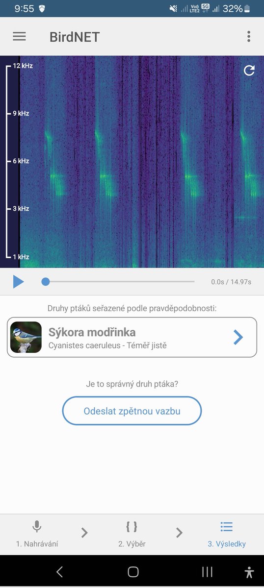 _pavlas's tweet image. Takhle zpívá Sýkorka modřinka.
#BirdNetApp #BirdNet #Praha