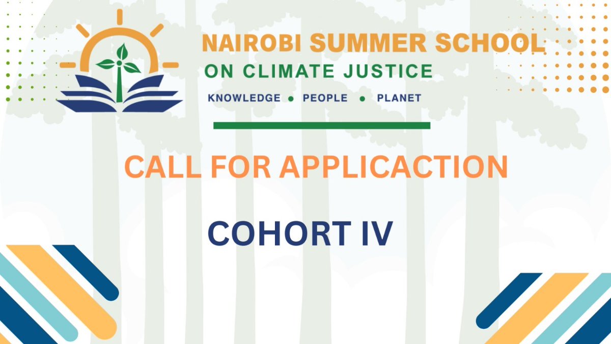 The call for applications for the Nairobi Summer School On Climate Justice will be launched today at 5PM EAT.

See the link for the launch bit.ly/3UBRrhP

#NSSCJ4 #Youth4ClimateJustice
#PACJA #WhatHasChanged 
@PACJA1 @CSDevNet1 @SamOgallah @mithika_mwenda @ABNJAMNSHI