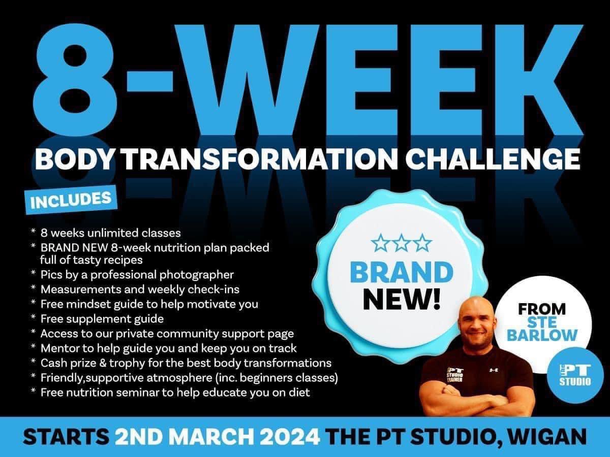 PTstudioWigan's tweet photo. Next body transformation starts 2nd March now down to our last few places #wigan #bodytransformationchallengewigan #personaltrainerwigan #wiganpersonaltrainer https://t.co/X4IFICsdAs