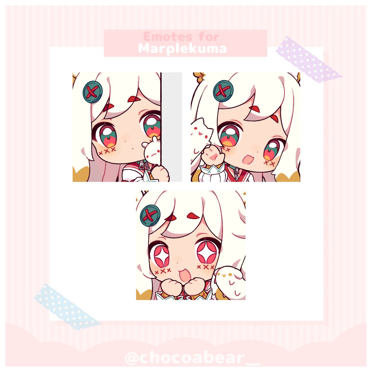 ︵‿୨♡୧‿︵    
 ❥ ych emotes for @.MarpleKuma !
thank you! 🐻🩷
 . . .