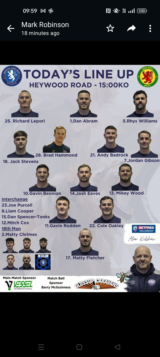 Swinton_Lions's tweet photo. A special early team announcement for today's Challenge Cup tie...

#COYL #OriginalLions https://t.co/fFS3KchRMq