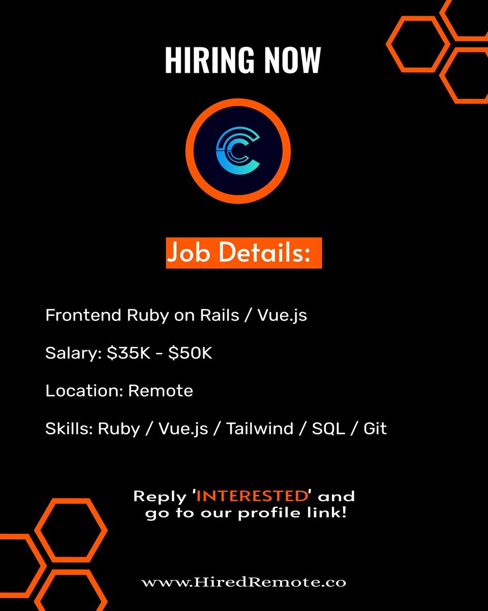 WikiKol1's tweet photo. Hiring: Remote Job,
Frontend Ruby on Rails, $35K-$50K
Reply if INTERESTED ✨
#remotejobs #HiredRemote #HiringNow https://t.co/upxVTTaVrh