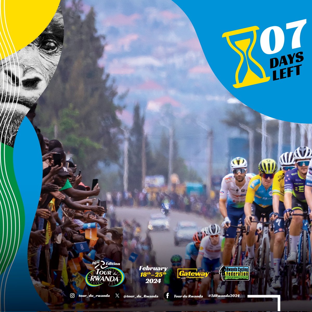 tour_du_Rwanda's tweet photo. #TdRwanda2024 D-7️⃣

One week left! Only 7 days, cyclists from all over the world will concerge in Rwanda for the showdown. The excitement is building!

Did you know?

Mugisha Moise will be racing his 7th Tour du Rwanda, his latest stage winner from #Rwanda.

#Rwanda #Cycling https://t.co/da1Ak9wMrC