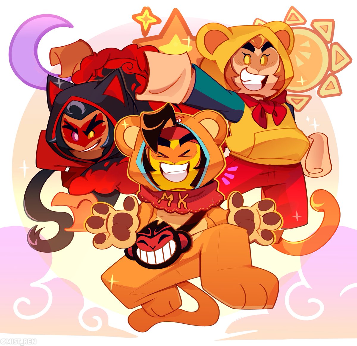 Finally we have a complete @NanoLitore's Stonefruit trio designs 😎💖

[#LEGOMonkieKid #StonefruitTrio]