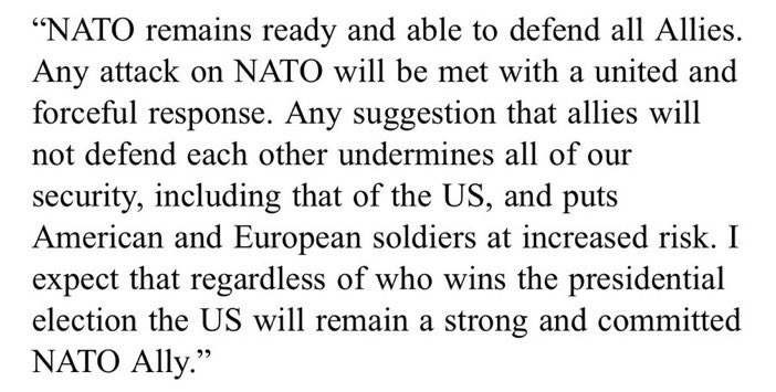 #NATO SecGen Stoltenberg reaction to former President Trump’s comments: