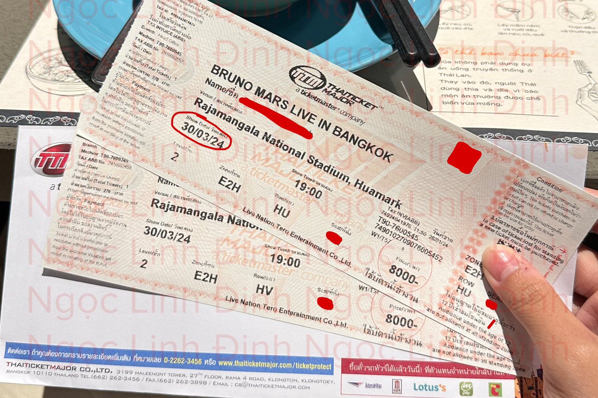 LinhChanHee's tweet photo. WTS - Bruno Mars World Tour in Bangkok.

❄️ 2x E2H | March 30, 2024

Not the original price. Please dm!
#BrunoMarsBKK #BrunoMarsinBangkok #BrunoMars #BrunoMarsBKK #BrunoMarsliveinBangkok #BrunoMarsinBangkok https://t.co/9f2Up04RV8