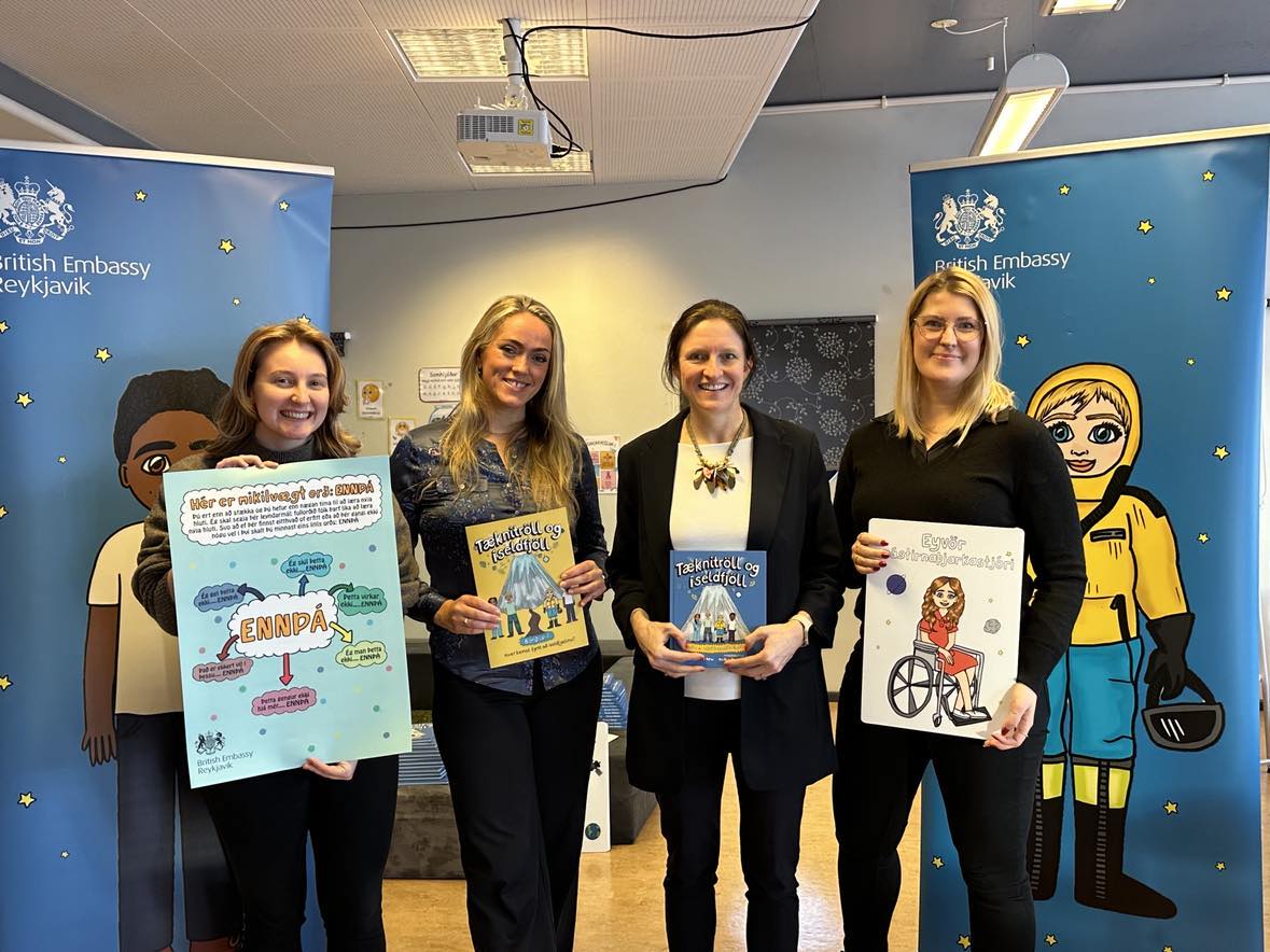 Happy International Day of Women & Girls in Science! 👏 When we visit schools in Iceland to discuss careers of the future, we always use the opportunity to highlight #womeninscience using characters from our children's book 📘 📸 Photos from our recent trip to Vopnafjörður 🇮🇸
