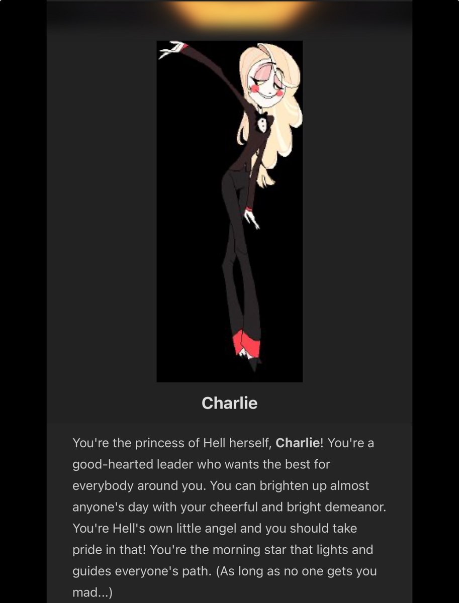 BlockWants's tweet photo. So I did a hazbin hotel quiz challenge where I got Charlie in the quiz

Also I didn’t know if I should do Charlie’s hair color or do my own color so I did both https://t.co/HCia9iicFn