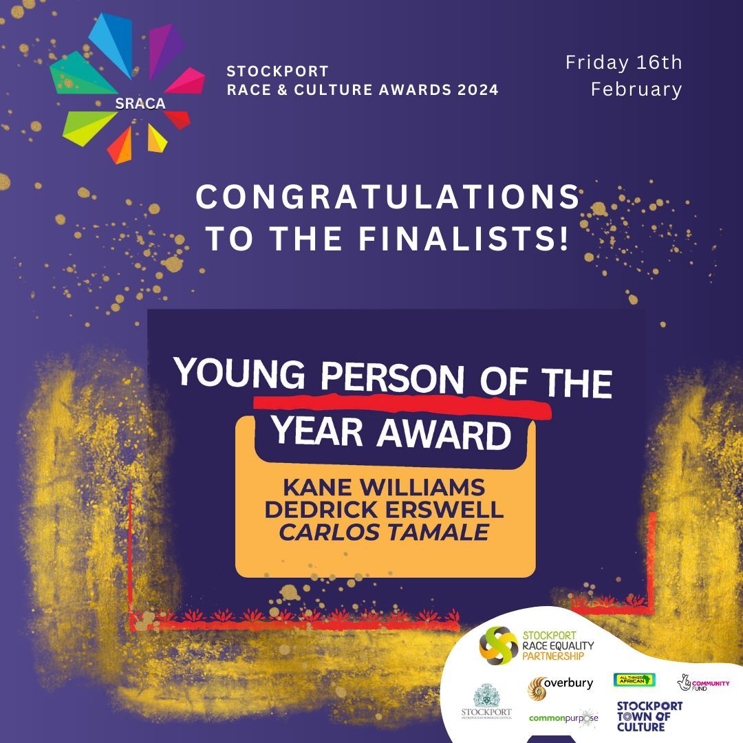 5 days to go until the Stockport Race and Culture Awards. Tickets are still available! buff.ly/4aF03d4 ✨Congratulations to our finalists in the Young Person of the Year Award category! ✨ You can find out who the other finalists are by looking at our previous posts!