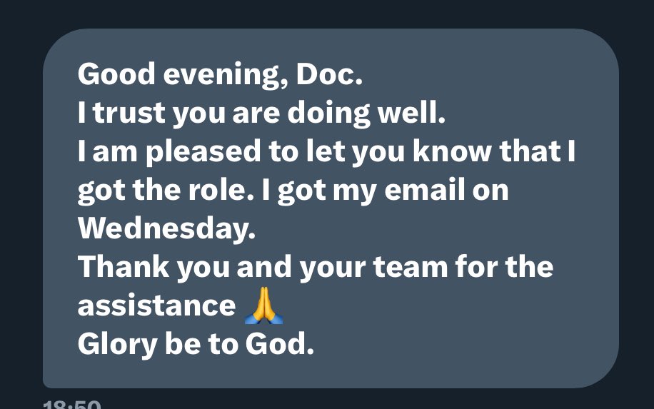 He got the job ✨

Head, IT Audit and Investigation 

Thank you <a href="/dgr8cali/">Akin 💻🌏🧑‍💻</a> for preparing him for the interview ❤️