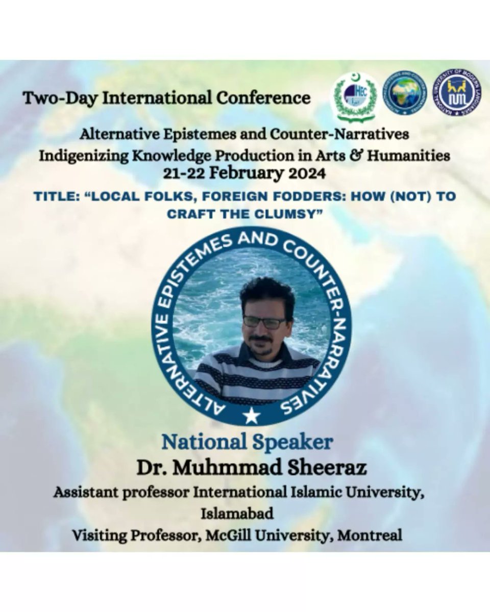 int_conf12's tweet photo. Hello, everyone! Ensure you catch the details of our national speakers for Two-Day International Conference on Alternative Epistemes and Counter Narratives.

@numl_official https://t.co/0mfKElBxy0