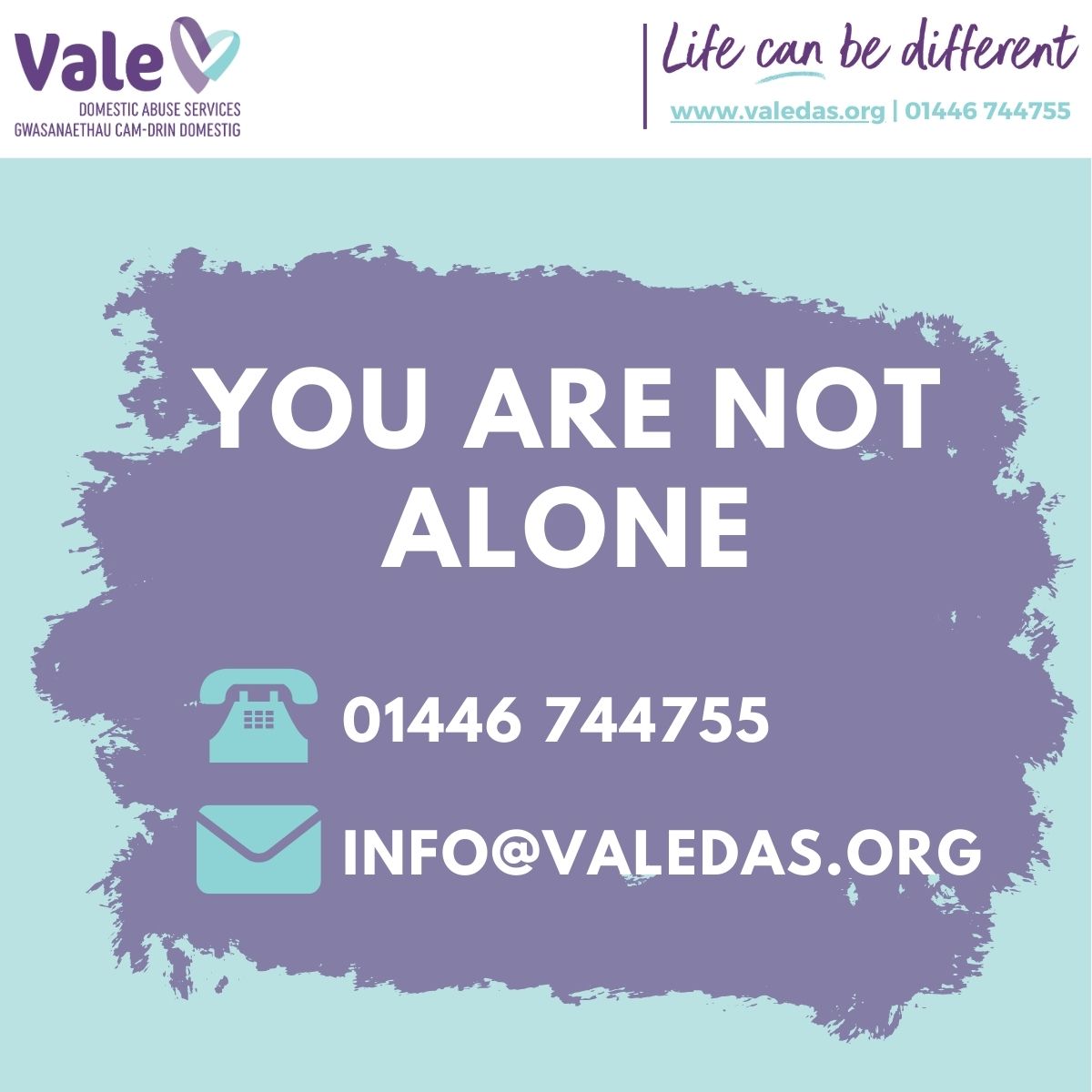 You are not alone. If you are a victim of sexual violence or sexual abuse, our team are here to help you and give you the support you need. Call: 01446 744755 Email: info@valedas.org #ItsNotOk #SexualAbuse #SexualViolenceAwarenessWeek