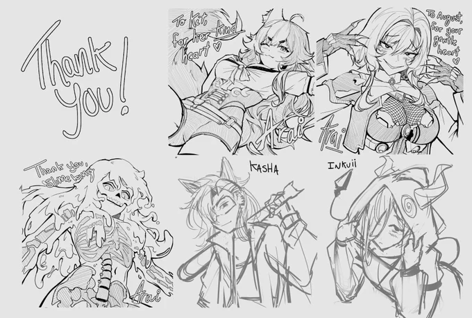 Most of the remaining skebs from the second batch have been completed. 

3 more to go (I haven't sketched the last one yet). I'll finish the remaining ones tomorrow.

I apologize for being so slow. Thank you all. 