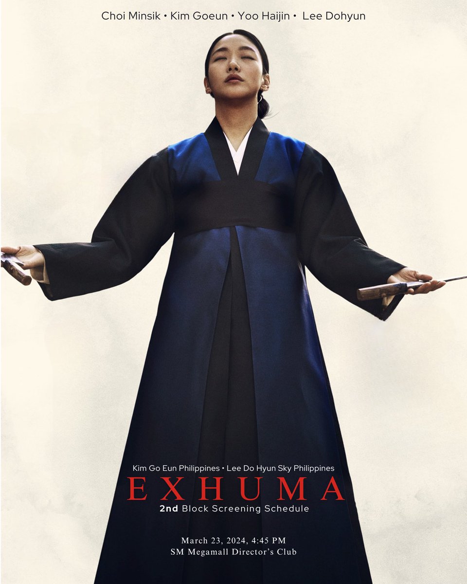 kimgoeunphofc's tweet photo. #ExhumaMoviePH Block Screening Update:

Registration for the 2nd block screening schedule of #EXHUMA is now OPEN! 🥳

Reserve your seats now by registering below:

https://t.co/6DY4YtxVxd

See you on March 23, PH Arjenias and Dorandans! 

-
#KimGoeun #LeeDohyun #ChoiMinsik https://t.co/ja7Gja1w5v