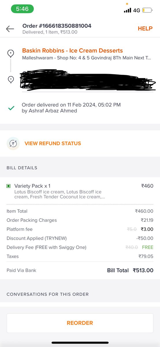 DaivikB06's tweet photo. Utterly disappointed by @swiggyindia @Swiggy @BaskinRobbinsIn by the treatment you provide to your customer.This is the second time swiggy has done this kind of a thing
We ordered a variety pack of 6 ice creams and only 4 came and the refund was less than the price per ice cream. https://t.co/edkB3Bo6FI