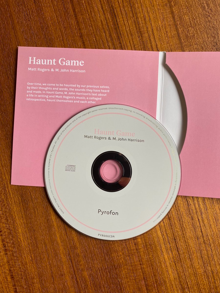Haunt Game CDs now exist! Huge thanks to everyone who pre-ordered one, should be with you very soon. You can see the full artwork and design (and have a listen!) on the Pyrofon site. @mjohnharrison