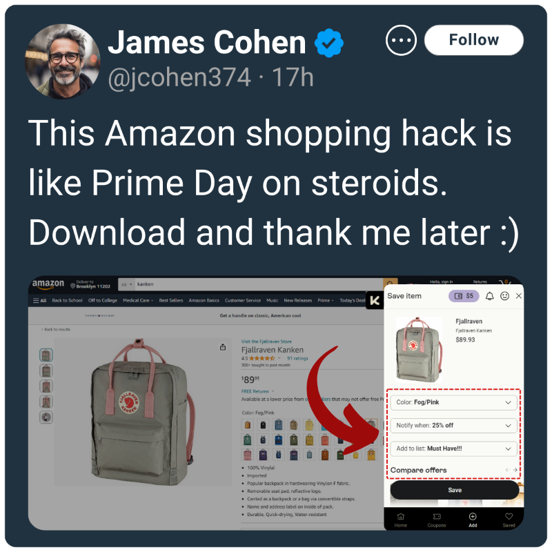 karma_shopping's tweet photo. This Amazon shopping hack is like Prime Day on steroids.