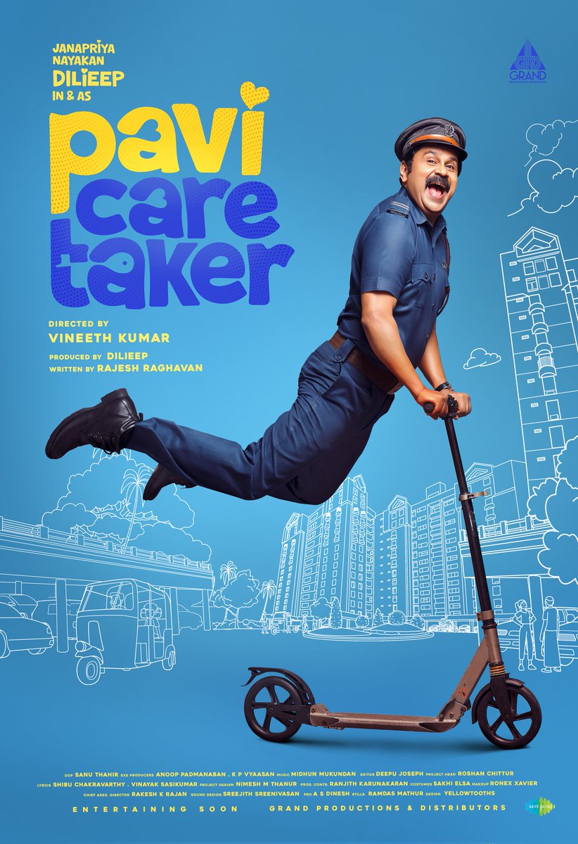 saregamasouth's tweet photo. Presenting the First Look Motion Poster of #Dileep's the much awaited #PaviCaretaker ! 

#FirstLookPoster #FirstLookMotionPoster

#vineethkumar #anooppadmanaban #MidhunMukunthan https://t.co/gPiyK44zxM