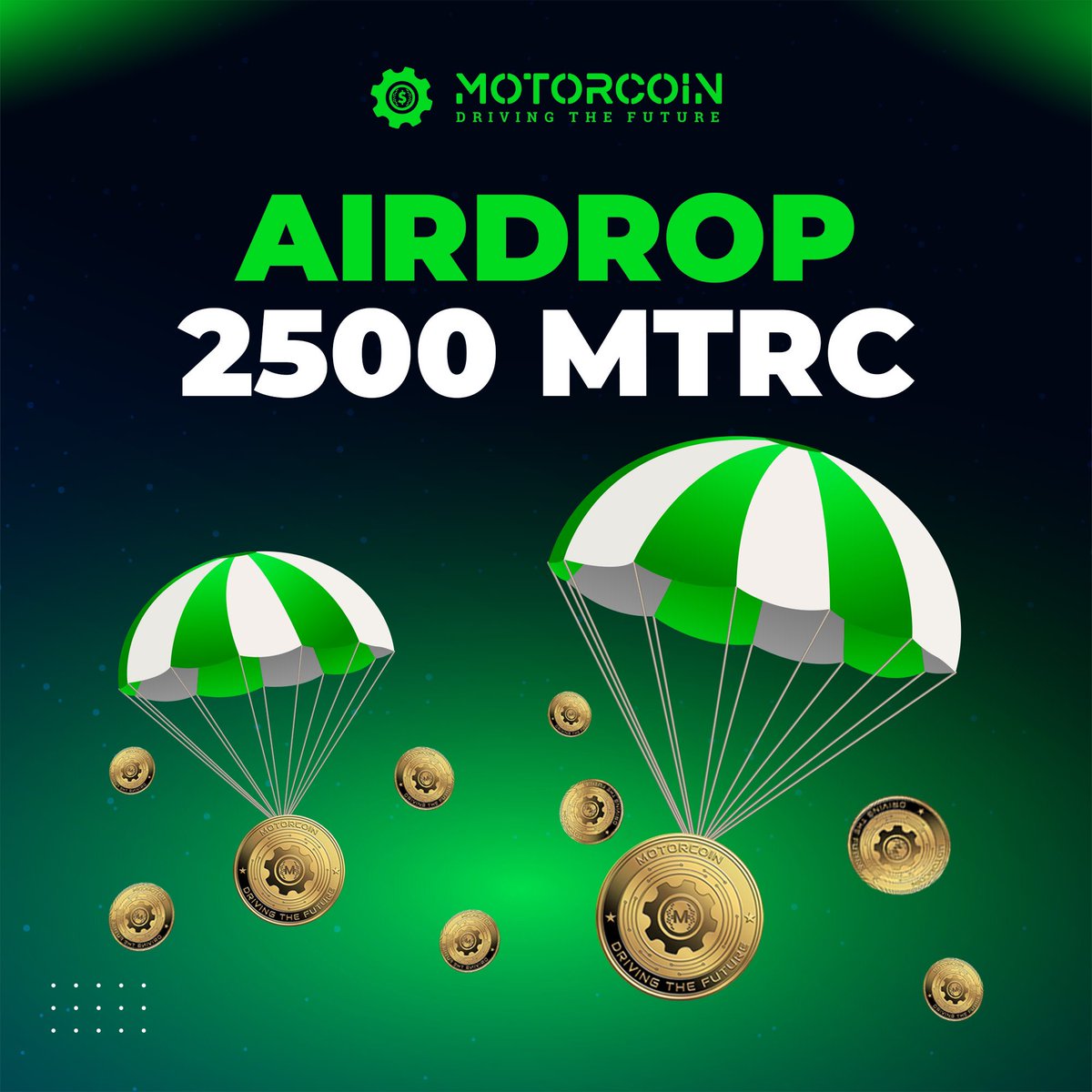 🪂 Motorcoin Airdrop is Live🪂 💰2500 MTRC AIRDROP Instructions to take part 👇 🔹Follow us on Twitter 🔹Retweet our Presale 🔹Join Telegram Channel 🔹Join Telegram Community 🔹Confirm your steps on gleam gleam.io/ImhxN/motorcoi… #airdrop #crypto #presale #bnb #bitcoin