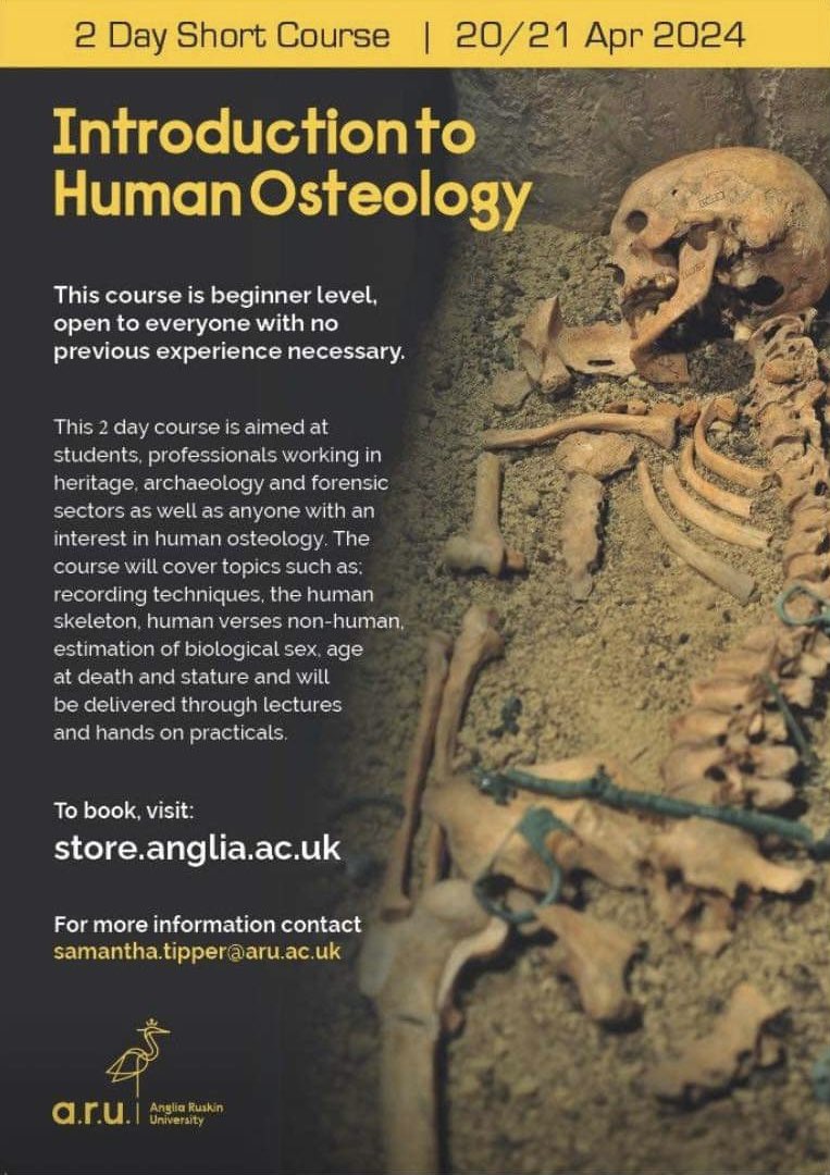 Come join @SNTipper and I for a two day course on analysing human remains with plenty of hands on experience