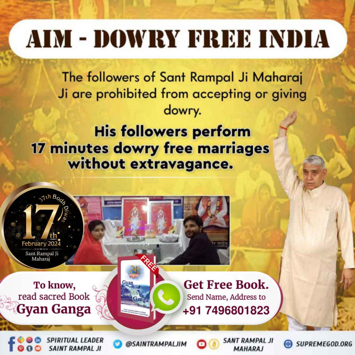 #संत_रामपालजी_के_उद्देश्य Dowry Free India Know more about Holy Scriptures with Proof Visit Satlok Ashram YouTube Channel. 6Days Left For Bodh Diwas