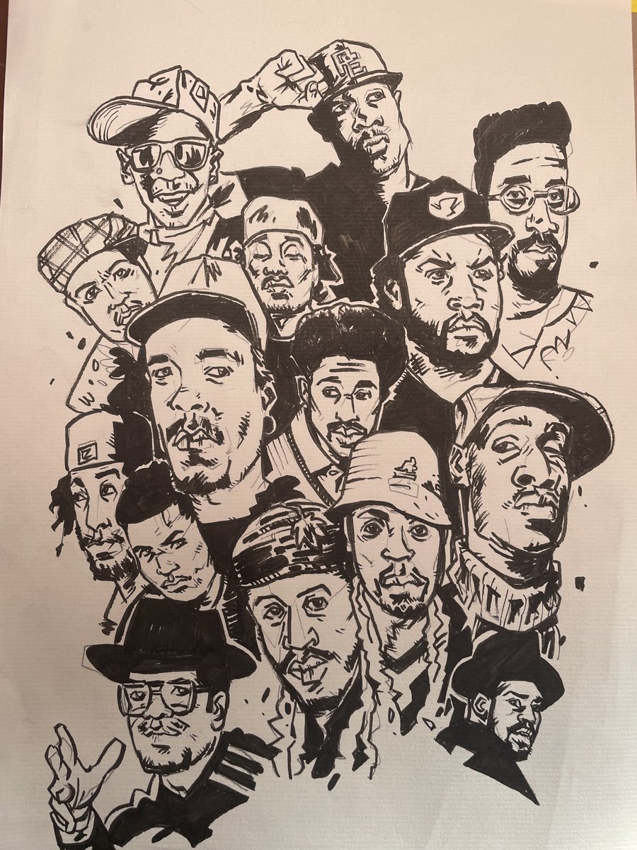 Drew some of my black heroes of hip hop - how many can you name/recognise?