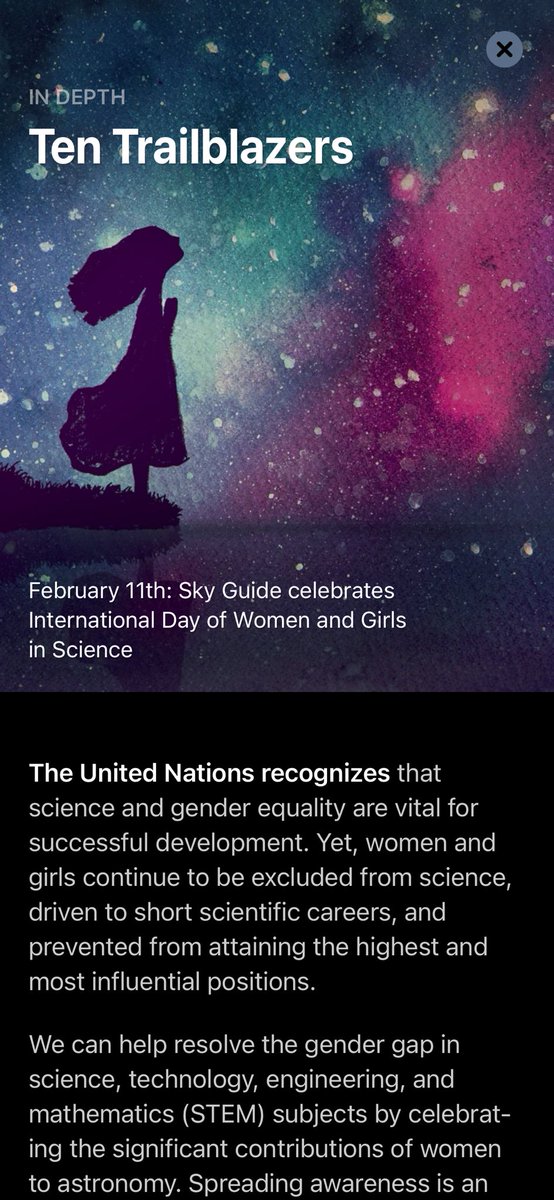 Happy #InternationalDayofWomenandGirlsinScience 🥳 in <a href="/FifthStarLabs/">Fifth Star Labs</a> Sky Guide app, we’re celebrating! Come read an article about 10 fantastic female astronomers, written by a female astronomer! You can decide if I’m fantastic or not 😜
