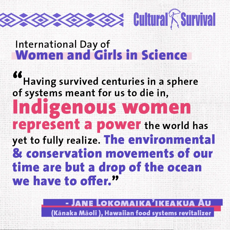 On International Day of Women and Girls in Science, we honor Indigenous women and girls for their vital role in biodiversity preservation. Amidst climate challenges, their wisdom is key to sustainable solutions. #WomenInScience #IDWGS #IndigenousScience #IndigenousWomenRising