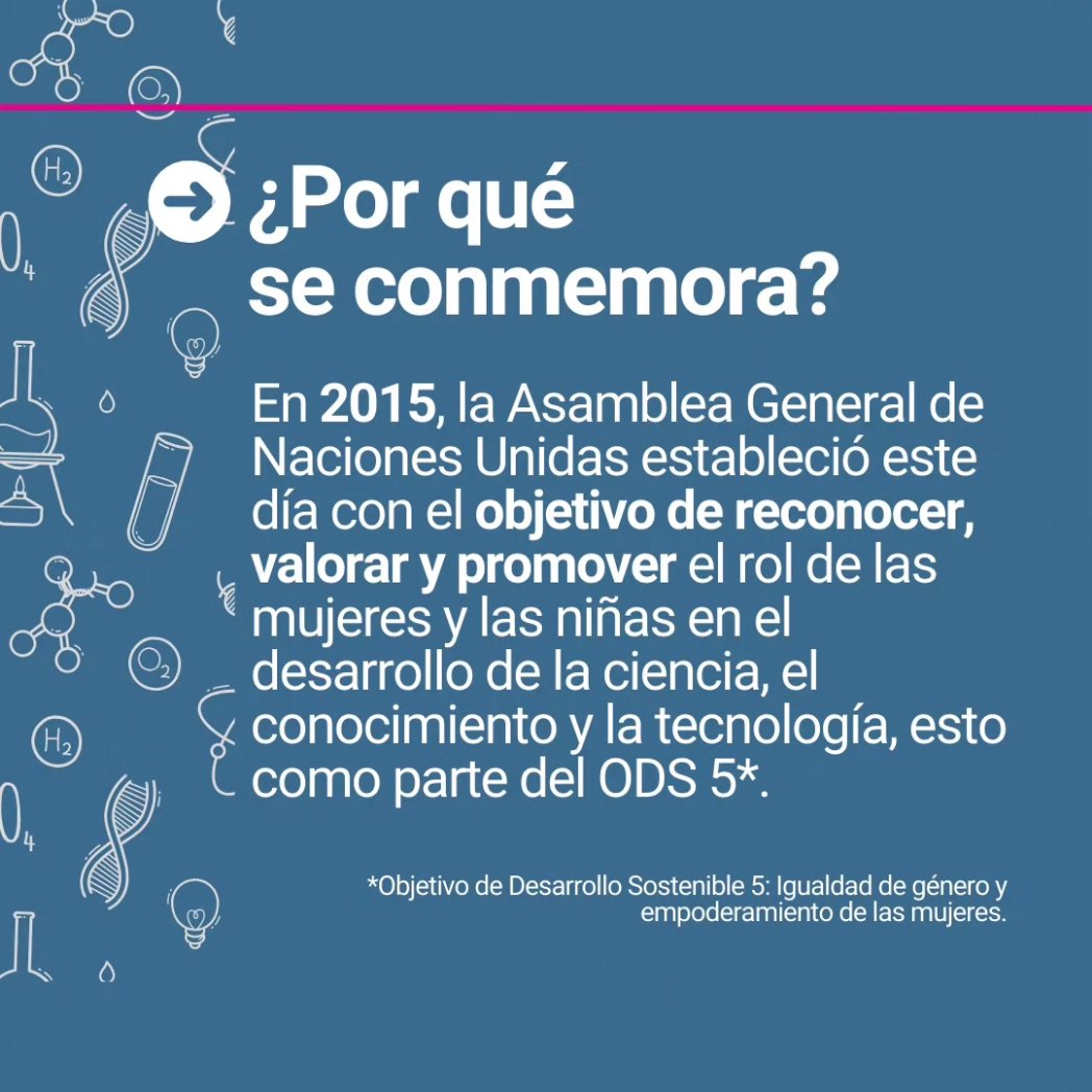secytunlp's tweet photo. 11/02 Día Internacional de la Mujer y la Niña en la Ciencia.

Se pretende reforzar los lazos e/ la ciencia, la política y la sociedad p/ buscar estrategias orientadas a estimular la incorporación de las niñas en la ciencia, mejorar el presente y futuro de las mujeres científicas. https://t.co/YPofLp1KUa