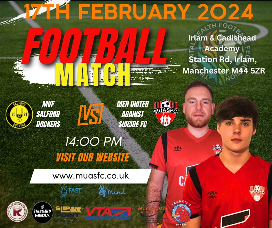 Another fixture packed into our busy season, 17th February 2024 against MVF Salford Dockers. Please come down to Irlam & Cadishead Academy and show your support!! #mvfsalforddockers #2024campaign #MentalHealthMatters #MentalHealthAwareness #FootballFix