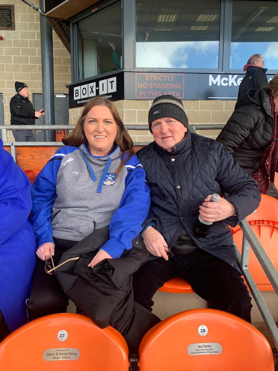 OLSPCKPE's tweet photo. Mr Frank Wilson (Senior) and his daughter, Regina, down at the Athletic Grounds to show their support for #teamknock. Great to see them ❤️🔵⚫️ https://t.co/FikCIT7s0H