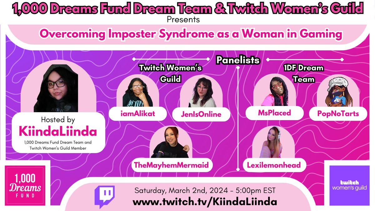 ‼️ HUGE ANNOUNCEMENT ‼️

This year for Women's History Month, I'm hosting my FIRST EVER panel with members of the <a href="/1000DreamsFund/">1,000 Dreams Fund</a> Dream Team and <a href="/Twitch/">Twitch</a> Women's Guild!

📅 Saturday, March 2nd, 2024 at 5:00PM EST
⬇️ More details below!