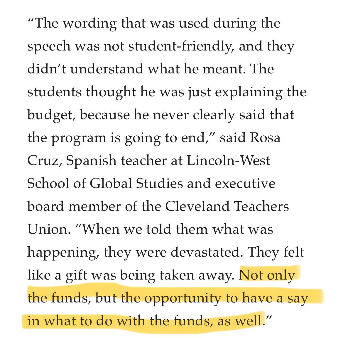 Students and staff at CMSD are justifiably outraged the new CEO wants to end the People’s Budget-like process started in 2023.

People of all ages value having real power to make real decisions. 

Once you’ve experienced that, there is no going back.

cleveland.com/news/2024/01/i…