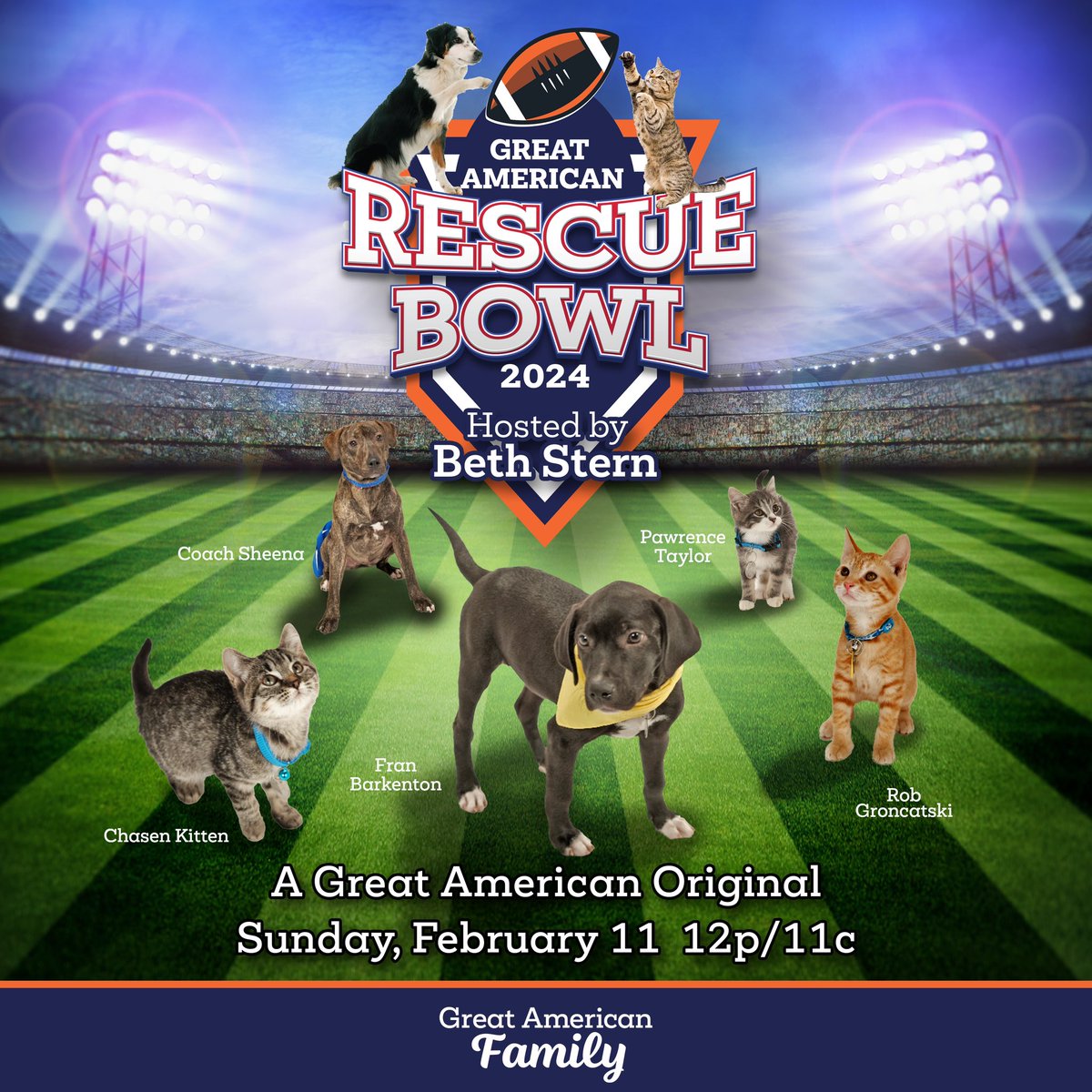 🐾 Thank you, #GreatAmericanFamily, for your support of pet adoption! #GreatAmericanRescueBowl #FamilyInfluencer #Greatfuls @AnimalLeague @GAfamilyTV