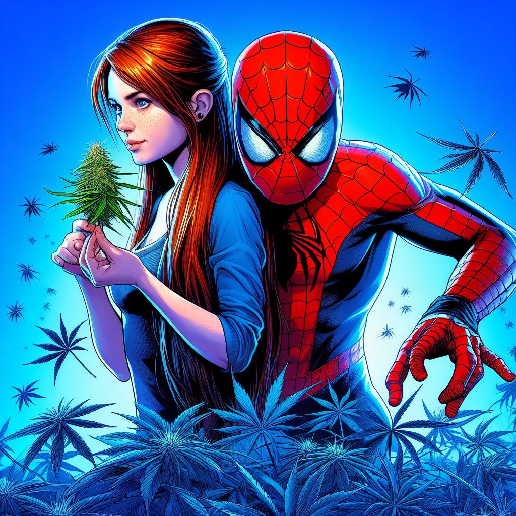 Potrzebowałem grafiki Spidermana z Mary Jane, ale zapomniałem, że tak się też potocznie mówi za oceanem na zioło i wyszła mi taka sympatyczna kompozycja.