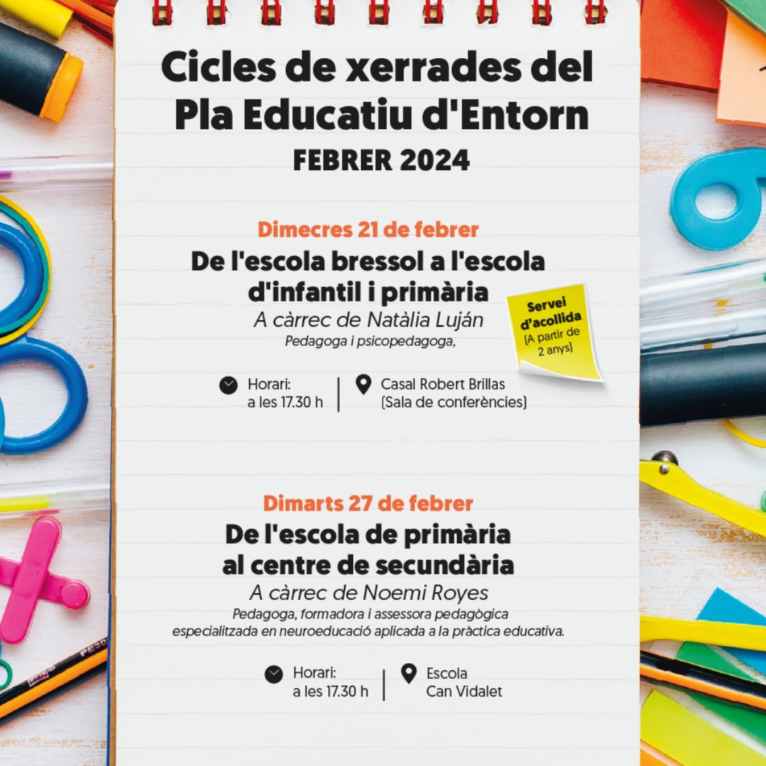 Contents de reprendre el “Cicle de xerrades per a famílies” d'Esplugues oferint-vos més xerrades orientades a ajudar-vos en les decisions i aspectes a tenir presents en els canvis d’etapa educativa dels vostres fills i filles.
INSCRIPCIÓ GRATUÏTA: edbuilding.org/agenda-nova/