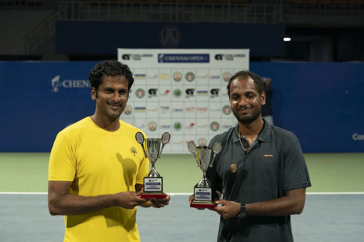 SAI Media (@media_sai) on Twitter photo 🇮🇳's Doubles Domination at #ChennaiOpen💯
#Tennis #ATPChallenger🎾
#TOPSchemeAthlete <a href="/ramkumar1994/">Ramkumar Ramanathan</a> & <a href="/SakethMyneni/">Saketh Myneni</a> absolutely rocked the competition, staging an epic comeback from a 3-6 to come back and seal the deal with a 6-3 & 10-5 win🥳
Let's hear it out for our Men's 🇮🇳's Doubles Domination at #ChennaiOpen💯
#Tennis #ATPChallenger🎾
#TOPSchemeAthlete <a href="/ramkumar1994/">Ramkumar Ramanathan</a> & <a href="/SakethMyneni/">Saketh Myneni</a> absolutely rocked the competition, staging an epic comeback from a 3-6 to come back and seal the deal with a 6-3 & 10-5 win🥳
Let's hear it out for our Men's