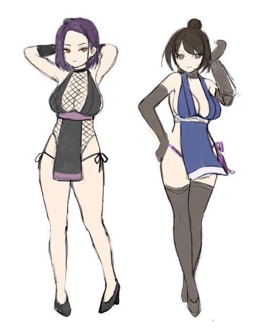 くノ一2×キャラデザ案
楓&風子 